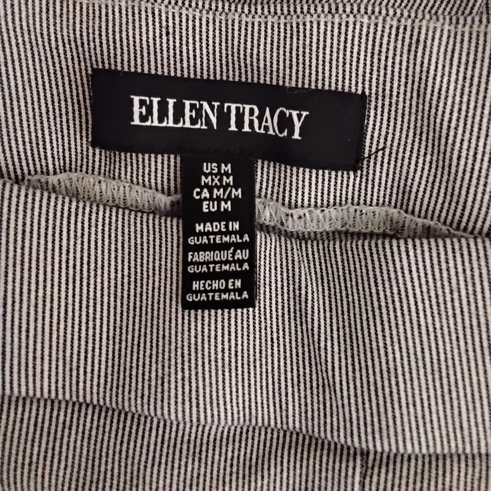 Ellen Tracy Women's M Gray White Pinstripe Pull-on Straight Leg Stretchy Pant - Picture 3 of 6